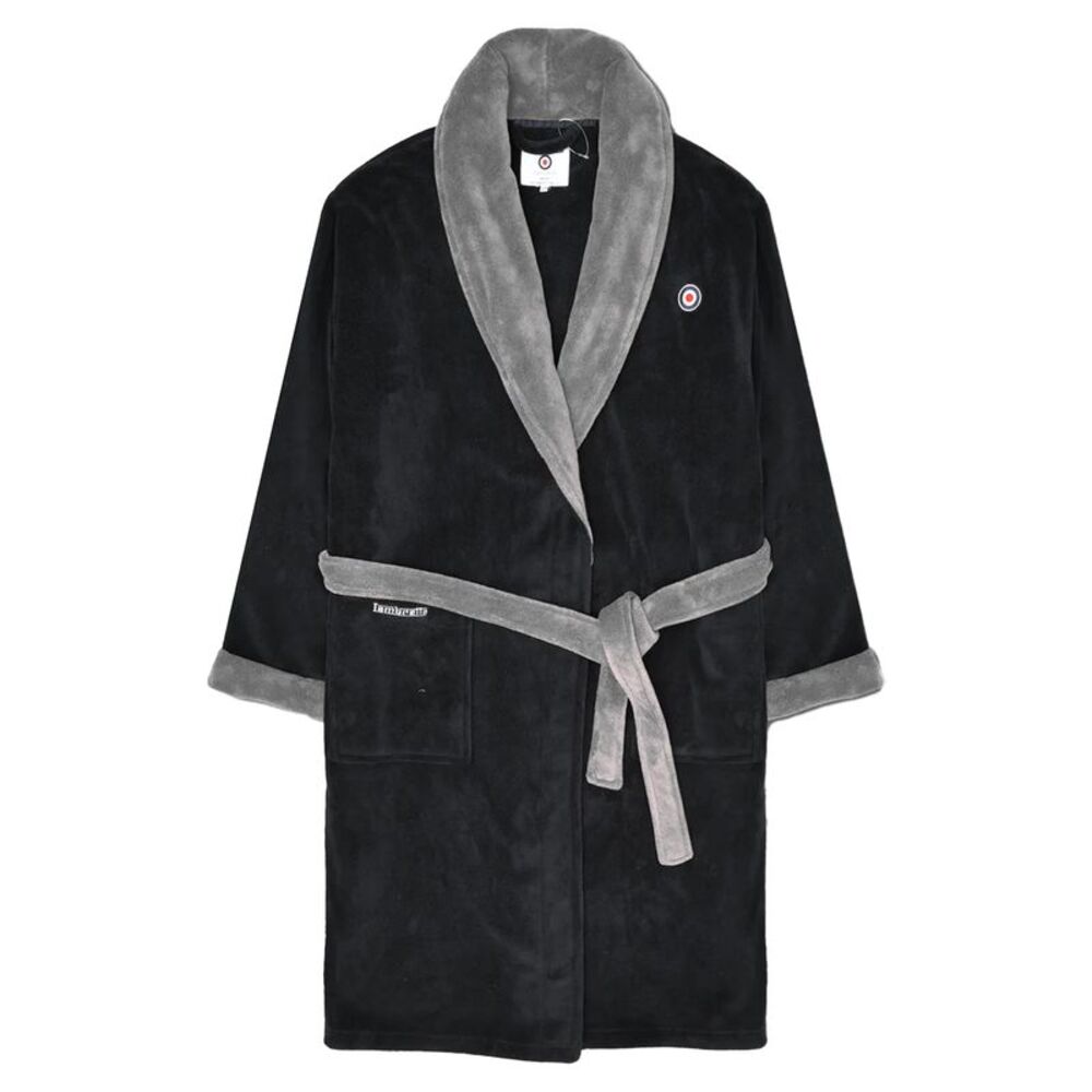 Lambretta Mens Luxury AW24 Bathrobe / Black/Gray